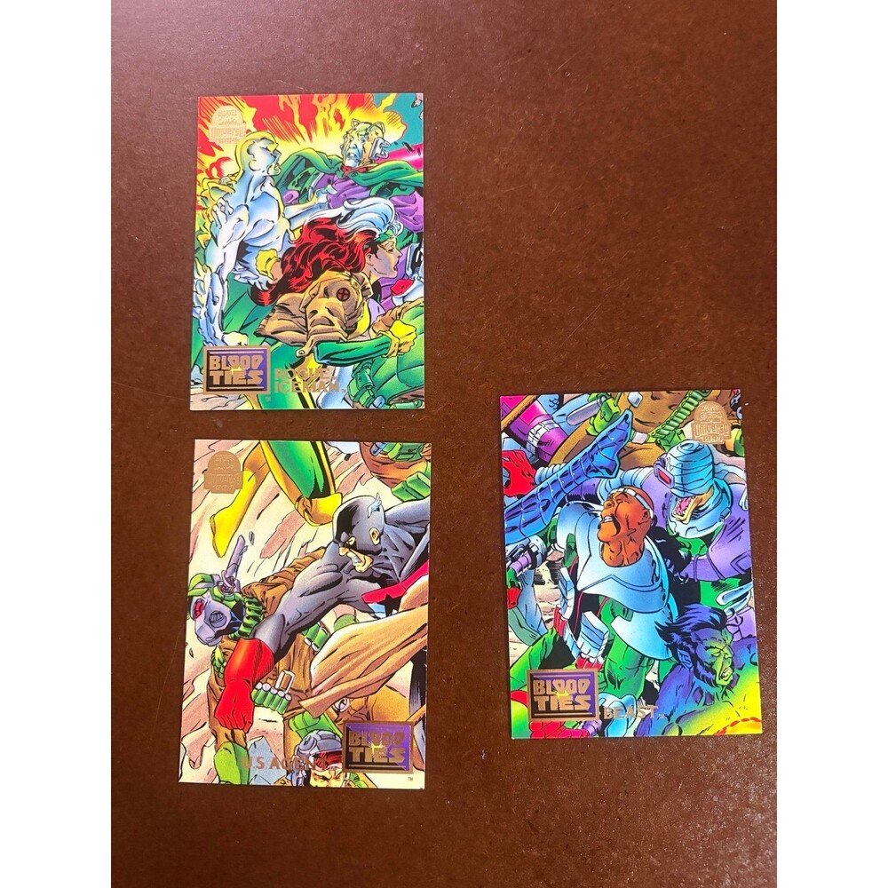 1993 Marvel Universe Blood Ties Card Lot of 3 Rogue Iceman Beast US Agent Part 2